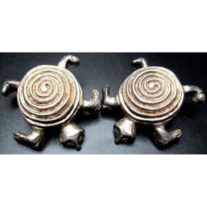 DOMINIQUE AURIENTIS PARIS Silver Tone Turtle Vintage Clip Earrings